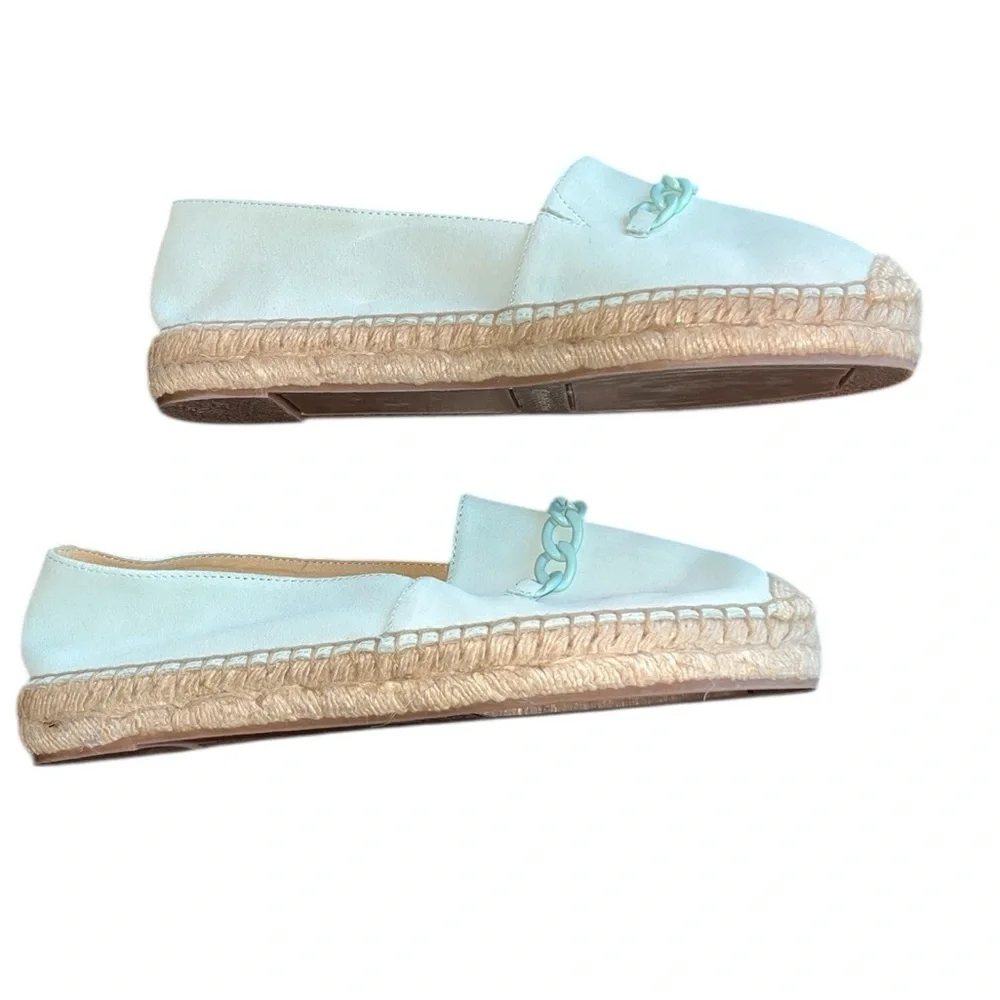 Talbots Women’s Hadley Chained Suede Espadrilles Size 8.5 Platform Mint Green